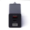 65W GAN lādētājs ar USB USB-C QC 3.0 PD melnajiem portiem