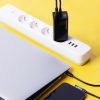 65W GAN lādētājs ar USB USB-C QC 3.0 PD melnajiem portiem