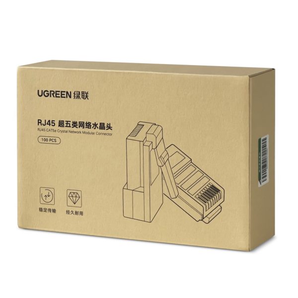 Twist RJ45 8p8c UTP CAT spraudņa gals. 5 5e caurspīdīgi 100gab