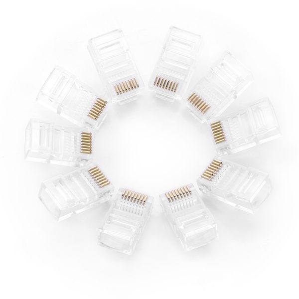 Twist RJ45 8p8c UTP CAT spraudņa gals. 5 5e caurspīdīgi 100gab