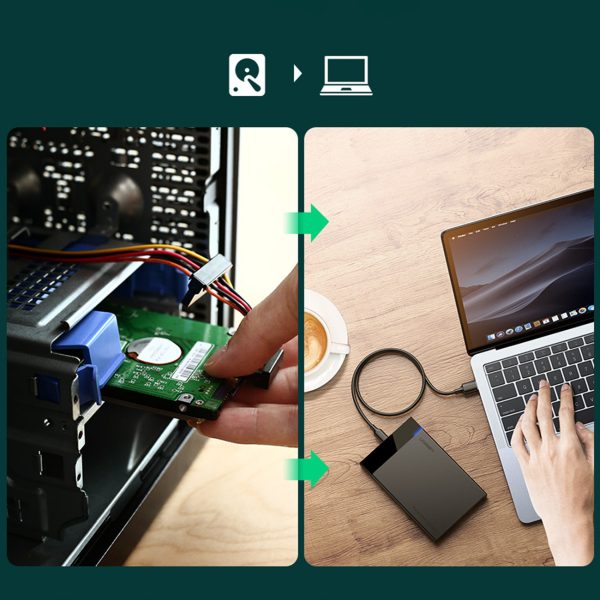 Kabatas korpuss SATA 2,5 '' 6TB USB-C 3.0 melnā krāsā