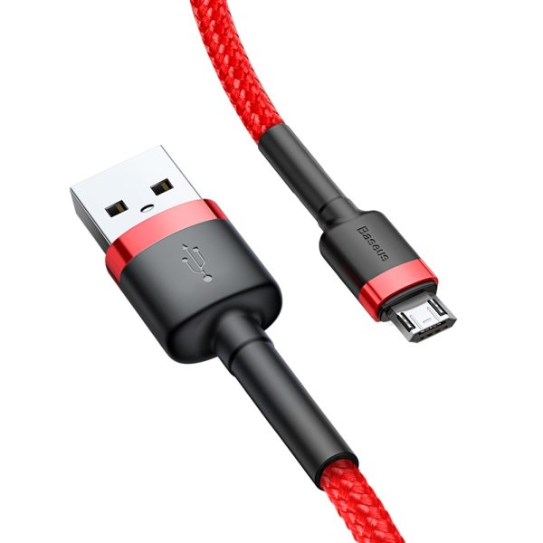Izturīgs elastīgs kabeļa USB microUSB QC3.0 2,4A 1m sarkans