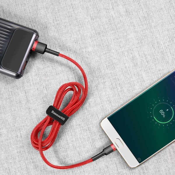 Izturīgs elastīgs kabeļa USB microUSB QC3.0 2,4A 1m sarkans