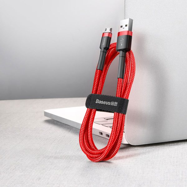Izturīgs elastīgs kabeļa USB microUSB QC3.0 2,4A 1m sarkans
