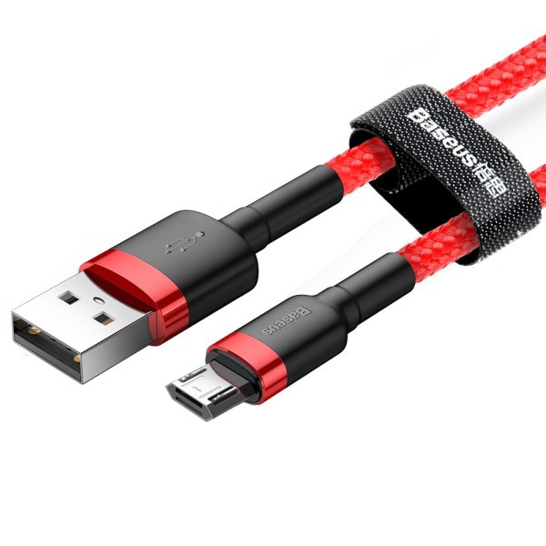 Izturīgs elastīgs kabeļa USB microUSB QC3.0 2,4A 1m sarkans