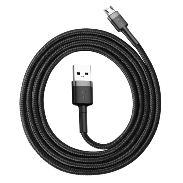 Izturīgs elastīgs kabelis USB microUSB QC3.0 2,4A 1m melns un pelēks