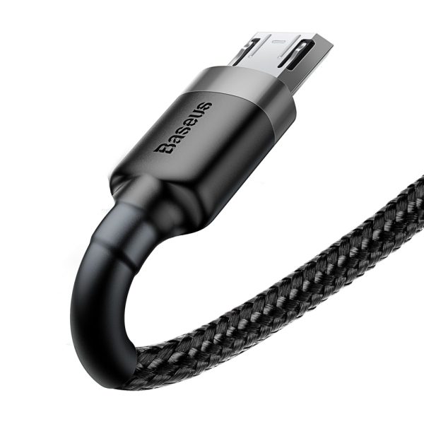 Izturīgs elastīgs kabelis USB microUSB QC3.0 2,4A 1m melns un pelēks