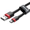 Izturīgs elastīgs kabelis USB microUSB QC3.0 2,4A 1m melns un sarkans