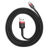 Izturīgs elastīgs kabelis USB microUSB QC3.0 2,4A 1m melns un sarkans