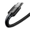 Izturīgs elastīgs kabelis USB microUSB 1,5A 2m melns un pelēks kabelis