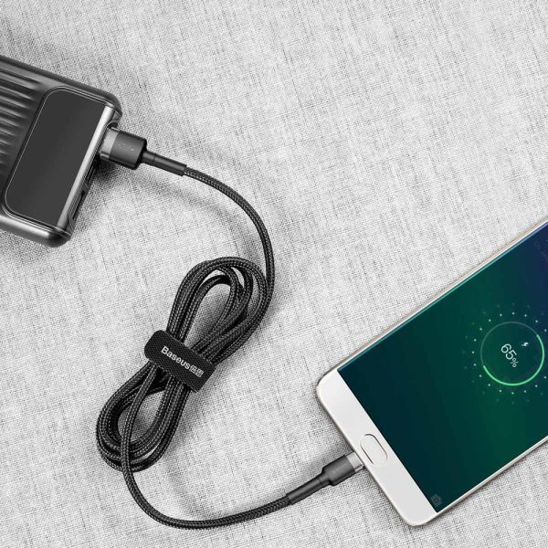 Izturīgs elastīgs kabelis USB microUSB 1,5A 2m melns un pelēks kabelis
