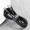 Izturīgs elastīgs kabelis USB microUSB 1,5A 2m melns un pelēks kabelis