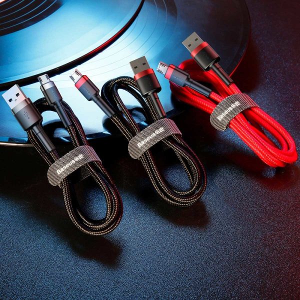 Izturīgs elastīgs kabelis USB microUSB 1,5A 2m melns un pelēks kabelis