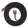 Izturīgs elastīgs kabelis USB microUSB 1,5A 2m melnais un sarkanais kabelis