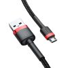 Izturīgs elastīgs kabelis USB microUSB 1,5A 2m melnais un sarkanais kabelis