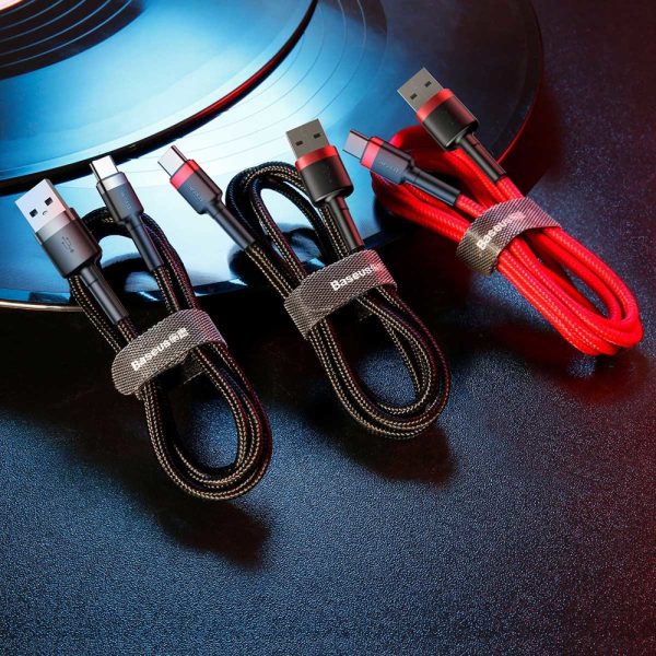 Izturīgs elastīgs USB kabeļa USB-C QC3.0 3A 0,5 m sarkanā krāsā