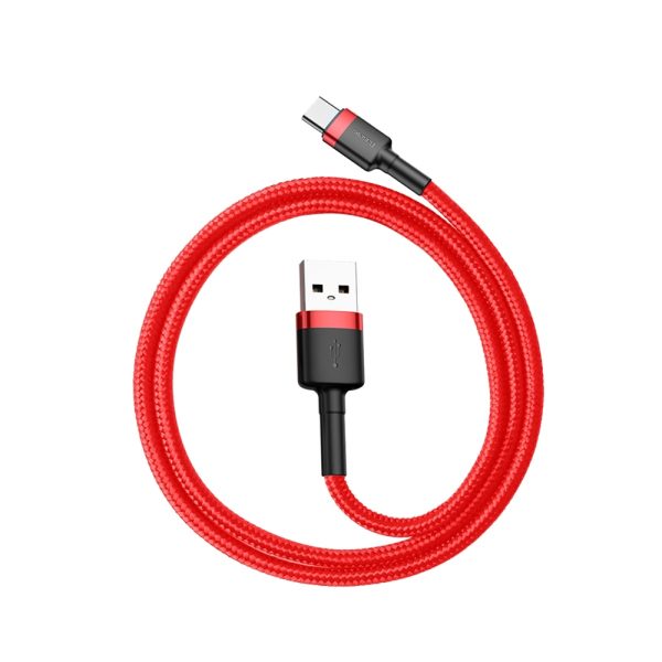 Izturīgs elastīgs USB kabeļa USB-C QC3.0 3A 0,5 m sarkanā krāsā