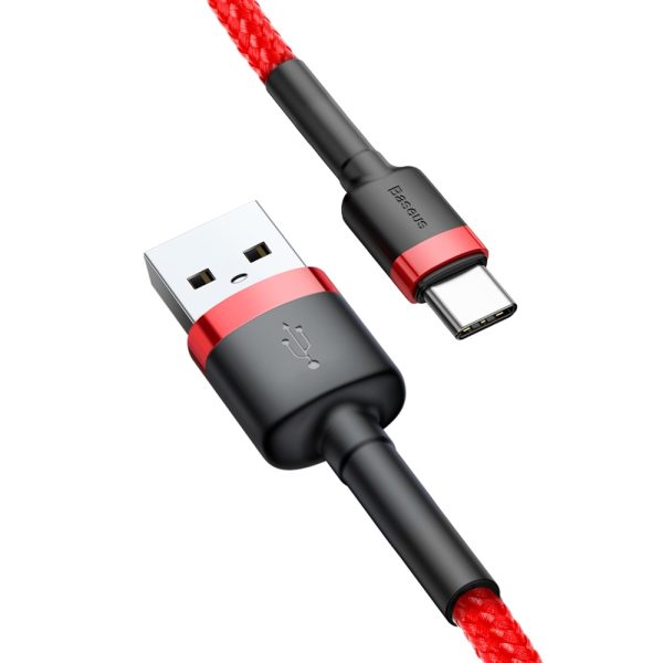 Izturīgs elastīgs USB kabelis USB-C QC3.0 3A 1M RED