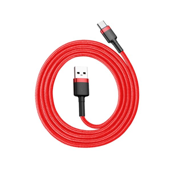 Izturīgs elastīgs USB kabelis USB-C QC3.0 3A 1M RED