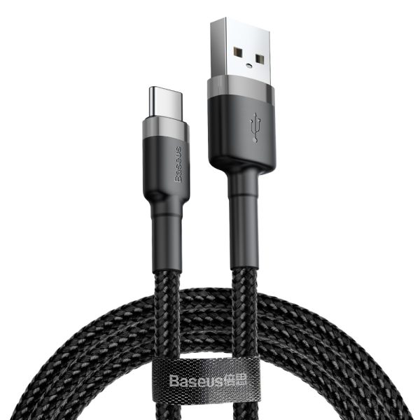 Izturīgs elastīgs USB kabelis USB-C QC3.0 3A 1M melnais pelējums