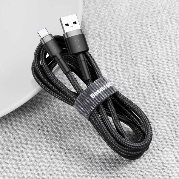 Izturīgs elastīgs USB kabelis USB-C QC3.0 3A 1M melnais pelējums
