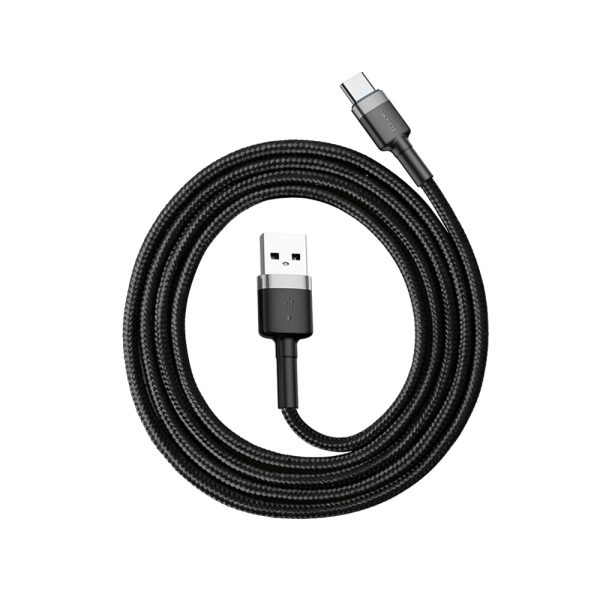 Izturīgs elastīgs USB kabelis USB-C QC3.0 3A 1M melnais pelējums