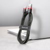 Izturīgs elastīgs USB-C QC3.0 2A 2A melnā un sarkanā kabeļa kabelis