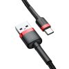Izturīgs elastīgs USB-C QC3.0 2A 2A melnā un sarkanā kabeļa kabelis