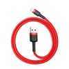 Izturīgs elastīgs kabeļa USB kabelis iPhone iPhone Lightning QC3.0 2,4A 0,5 m sarkanā krāsā