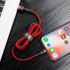 Izturīgs elastīgs kabeļa USB kabelis iPhone iPhone Lightning QC3.0 2,4A 0,5 m sarkanā krāsā