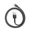 Izturīgs elastīgs kabelis USB kabelis iPhone Lightning QC3.0 2,4A 0,5 m melns un pelēks