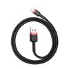Izturīgs elastīgs kabeļa USB kabelis iPhone Lightning QC3.0 2,4A 0,5 m melnais un sarkanais