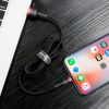 Izturīgs elastīgs kabeļa USB kabelis iPhone Lightning QC3.0 2,4A 0,5 m melnais un sarkanais
