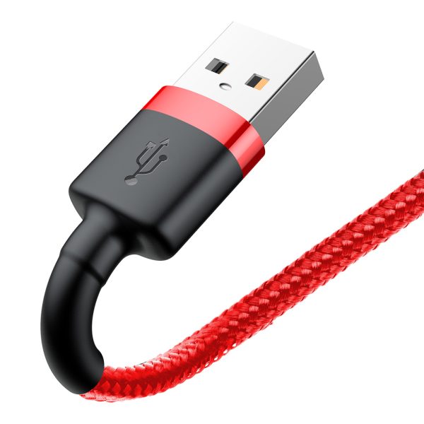 Izturīgs elastīgs kabeļa USB kabelis iPhone zibens QC3.0 2,4A 1m sarkanais
