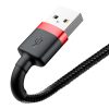 Izturīgs elastīgs kabeļa USB kabelis iPhone Lightning QC3.0 2,4A 1m melns un sarkans