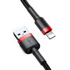 Izturīgs elastīgs kabeļa USB kabelis iPhone Lightning QC3.0 2,4A 1m melns un sarkans