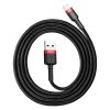 Izturīgs elastīgs kabeļa USB kabelis iPhone Lightning QC3.0 2,4A 1m melns un sarkans