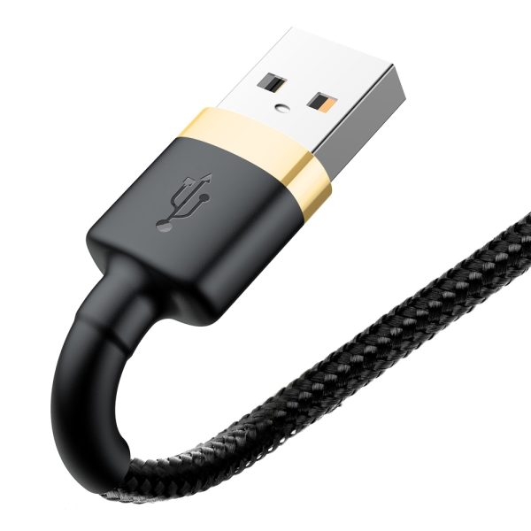 Izturīgs elastīgs kabelis USB kabelis iPhone Lightning QC3.0 1,5A 2m melns un zelts