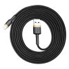 Izturīgs elastīgs kabelis USB kabelis iPhone Lightning QC3.0 1,5A 2m melns un zelts