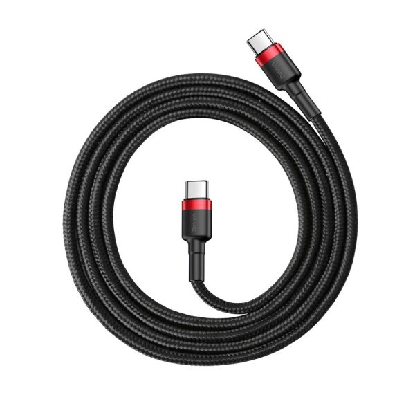 Izturīgs elastīgs kabelis USB-C PD PD 2,0 60W 20V 3A QC3.0 1M Black-Red