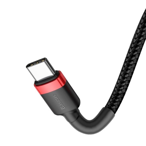 Izturīgs elastīgs kabelis USB-C PD PD 2,0 60W 20V 3A QC3.0 1M Black-Red