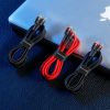 Izturīgs elastīgs kabelis USB-C PD PD 2,0 60W 20V 3A QC3.0 1M Black-Red