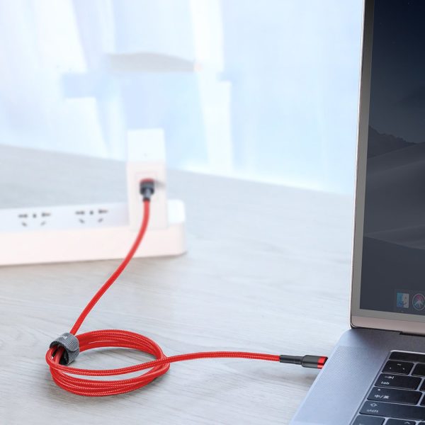 Izturīgs elastīgs kabelis USB-C PD PD 2,0 60W 20V 3A QC3.0 1M Black-Red