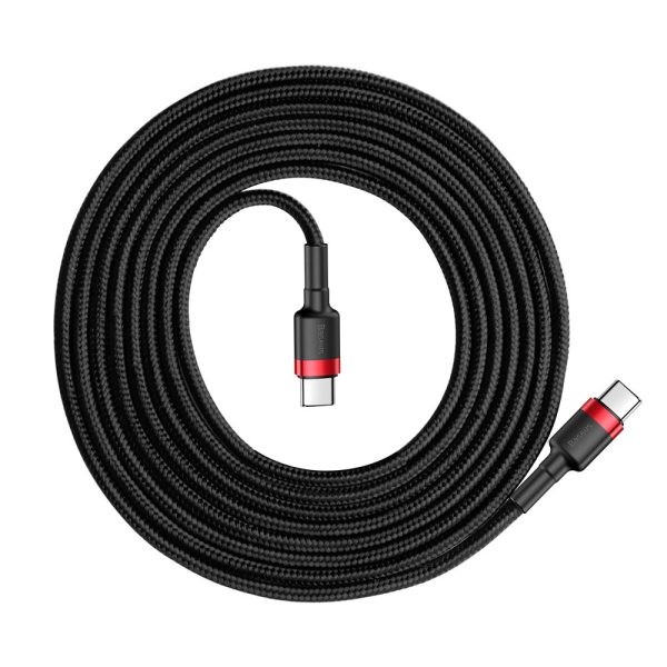 Izturīgs elastīgs kabelis USB-C PD PD 2,0 60W 20V 3A QC3.0 2m melns un sarkanais