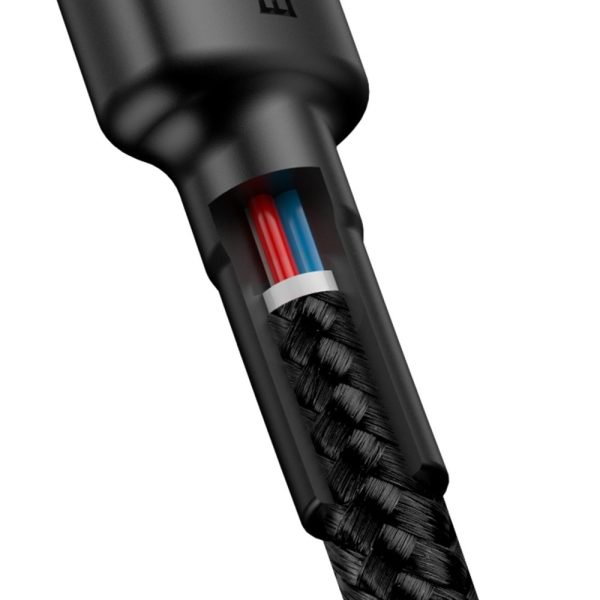 Izturīgs elastīgs kabelis USB-C PD PD 2,0 60W 20V 3A QC3.0 2m melns un sarkanais