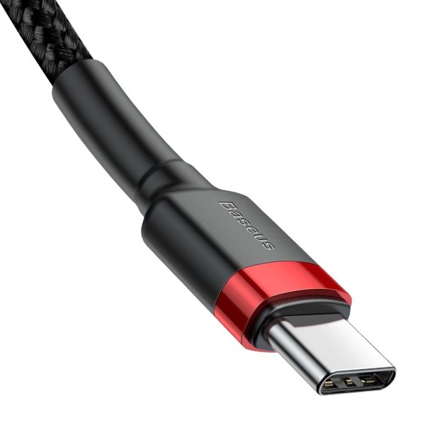 Izturīgs elastīgs kabelis USB-C PD PD 2,0 60W 20V 3A QC3.0 2m melns un sarkanais