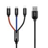 Izturīgs kabelis 3in1 USB microUSB iPhone Lightning USB-C 3