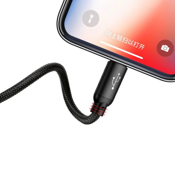 Izturīgs kabelis 3in1 USB microUSB iPhone Lightning USB-C 3,5A 1,2m melns