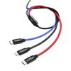 Izturīgs kabelis 3in1 USB microUSB iPhone Lightning USB-C 3,5A 1,2m melns