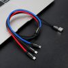 Izturīgs kabelis 3in1 USB microUSB iPhone Lightning USB-C 3,5A 1,2m melns
